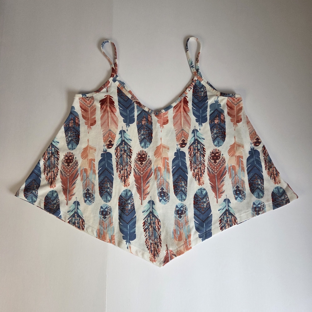 Rebel Sugar Handkerchief Tank Pastel Feather Top